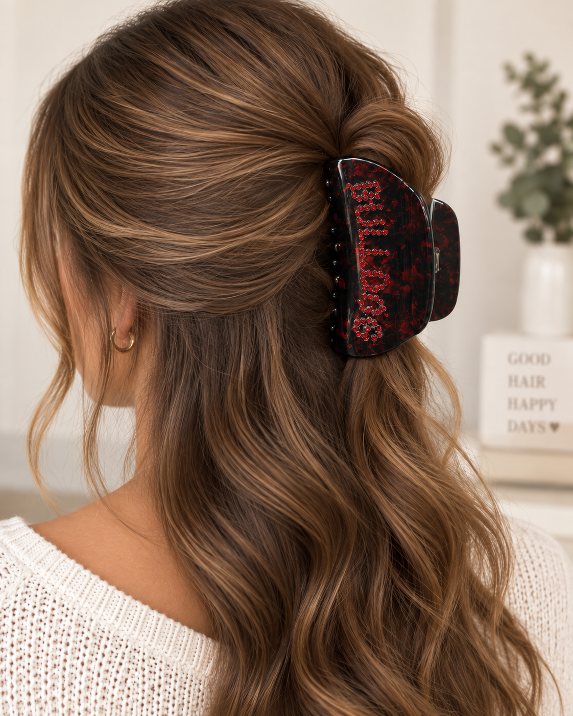 Bulldogs Rhinestone Hair Claw Clip – Red & Black Game Day Hair Accessory