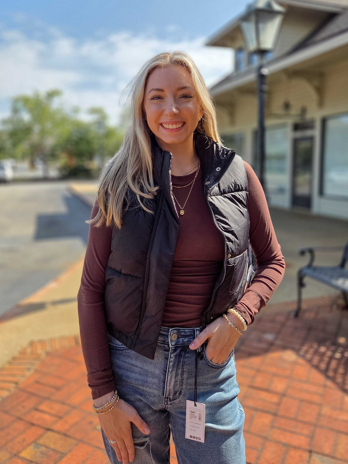 Cropped Puffer Vest – Lightweight Quilted Zip Up Vest
