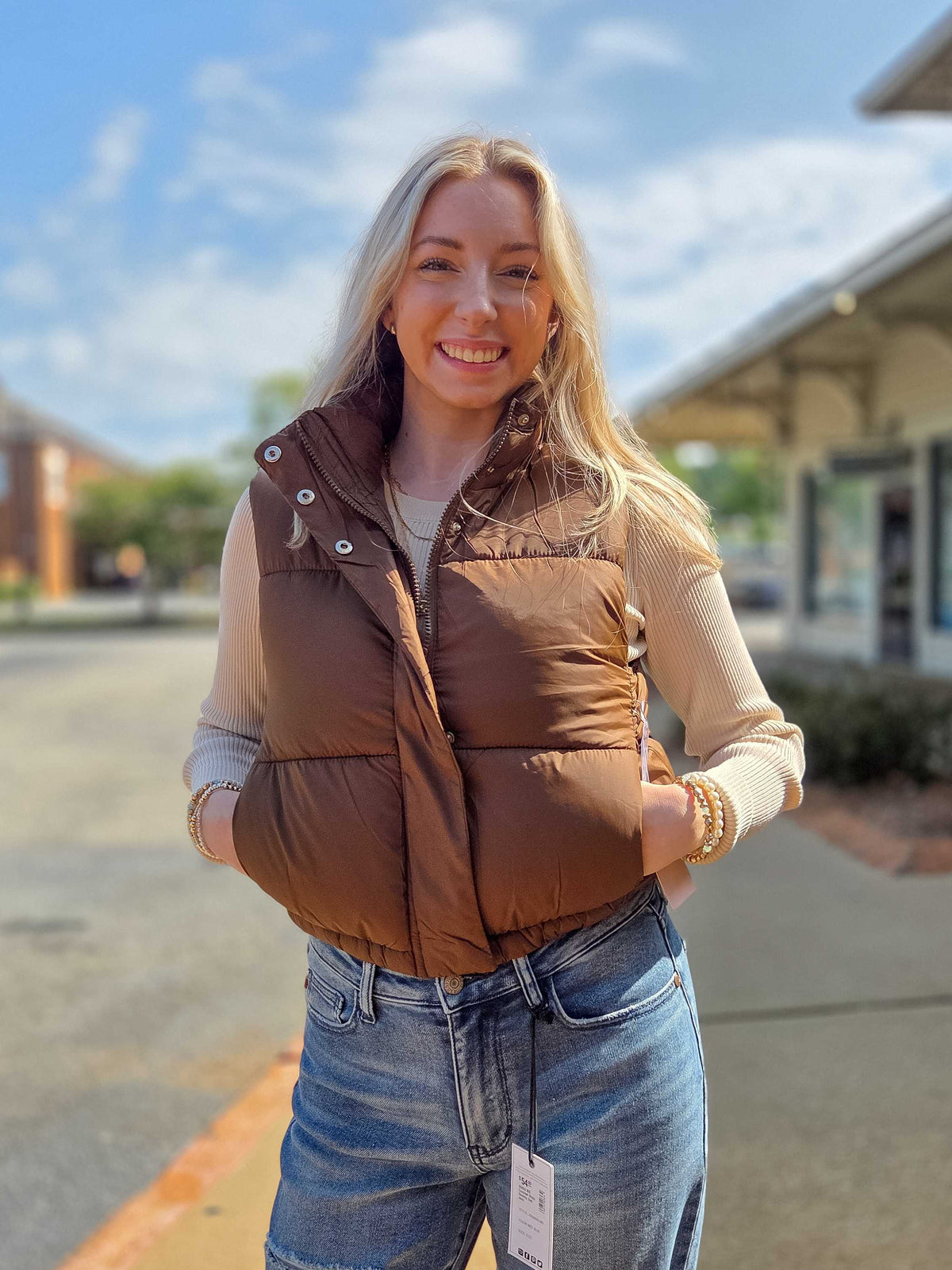 Cropped Puffer Vest – Lightweight Quilted Zip Up Vest