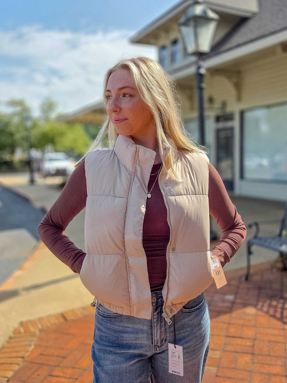 Cropped Puffer Vest – Lightweight Quilted Zip Up Vest