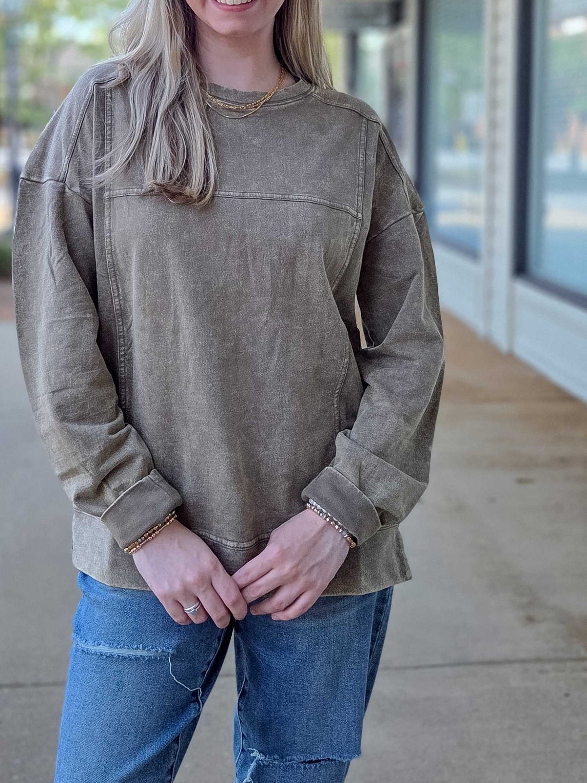Zenana Acid Wash French Terry Pullover – Oversized Mineral Wash Sweatshirt