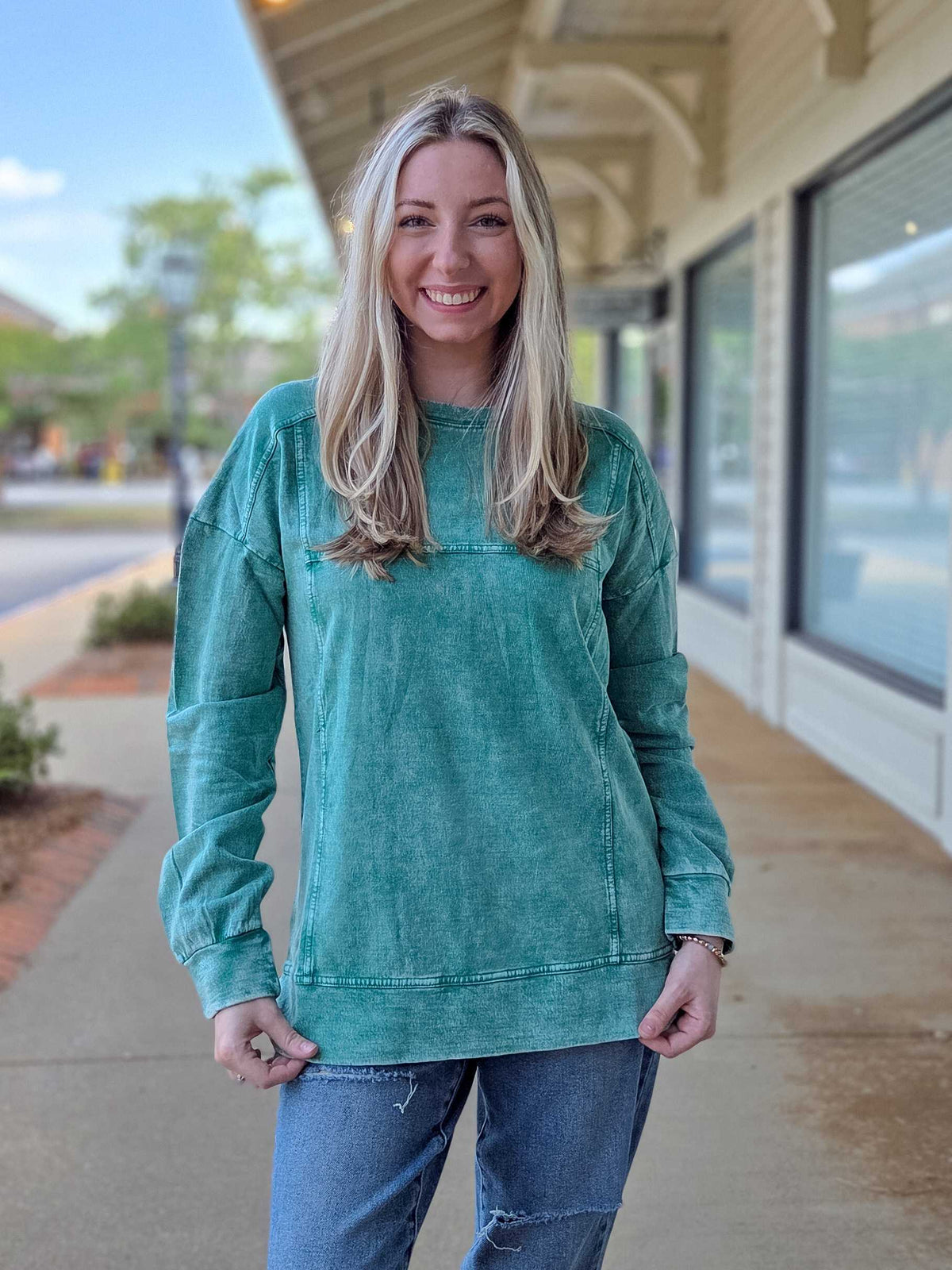 Zenana Acid Wash French Terry Pullover – Oversized Mineral Wash Sweatshirt
