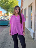 Raised Rib Oversized Raw Edge Top