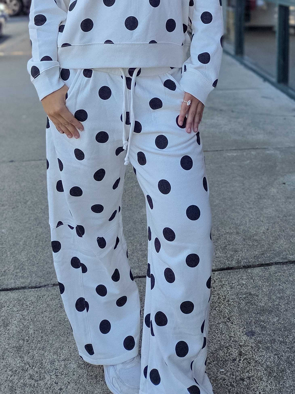Polka Dot Wide Leg Sweatpants