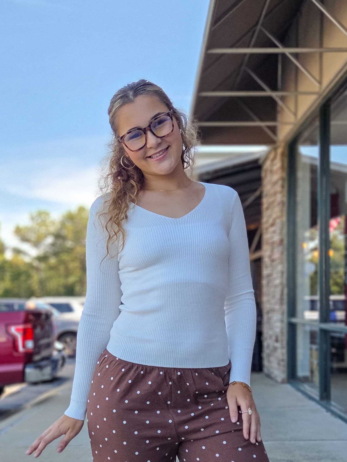 Ribbed V-Neck Sweater