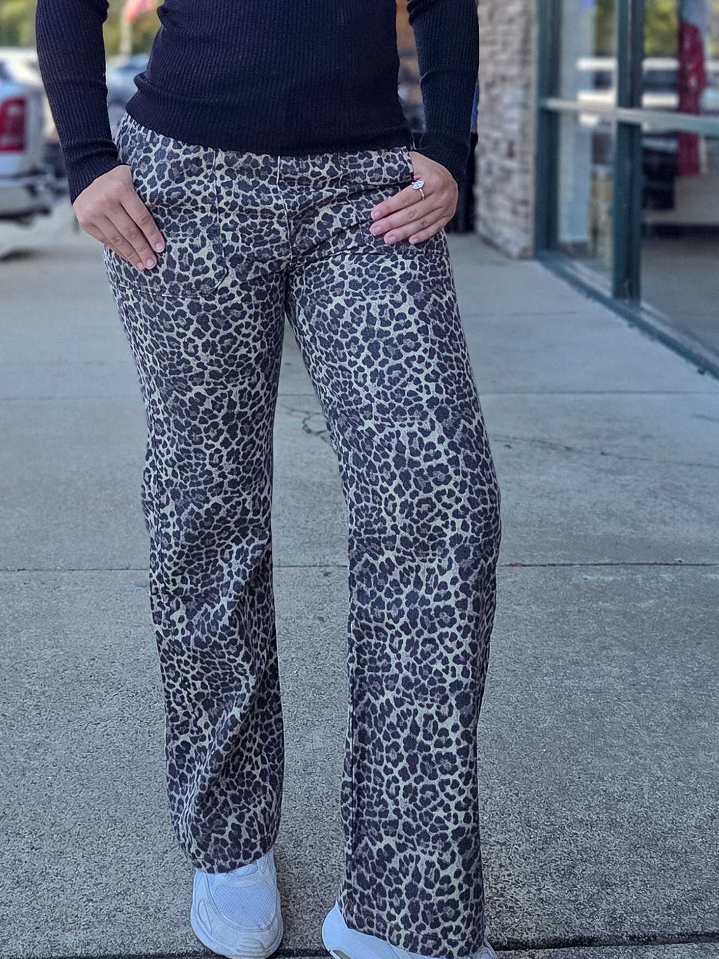 Leopard Print Cotton Twill Pants