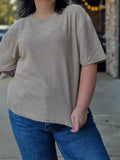 Textured Geometric Jacquard Short Sleeve Top