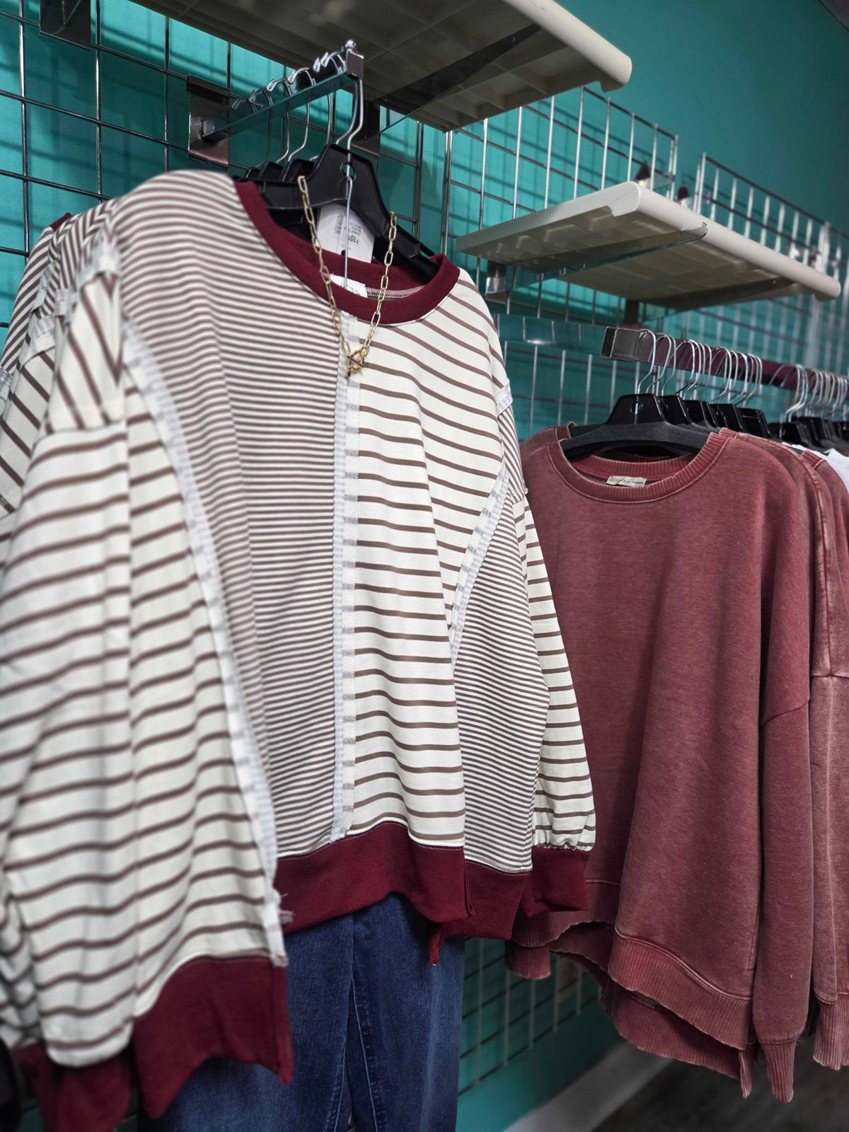 Mixed Stripe Oversized Sweatshirt