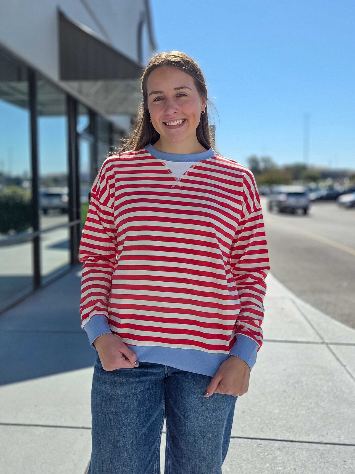 Zenana Striped Ribbed Long Sleeve Pullover