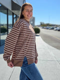 Zenana French Terry Striped Long Sleeve Pullover