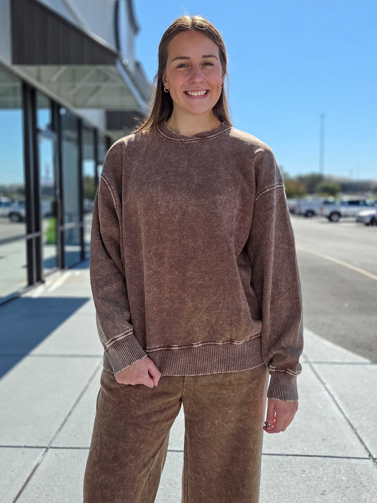 Acid Wash Oversized Fleece Pullover
