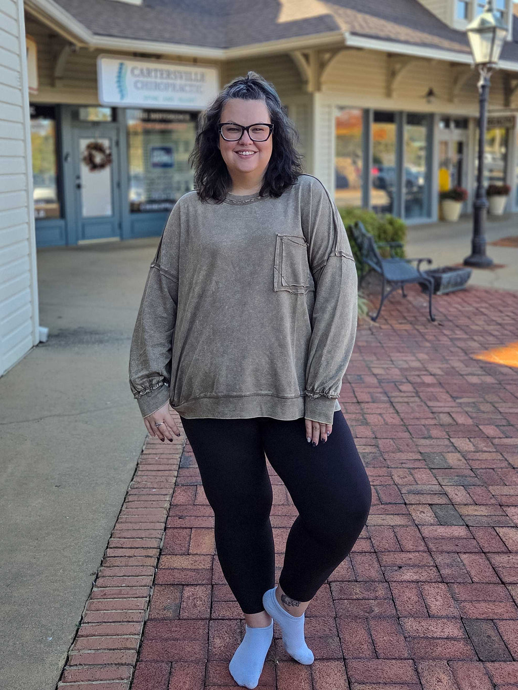 Acid Wash Oversized Pocket Pullover