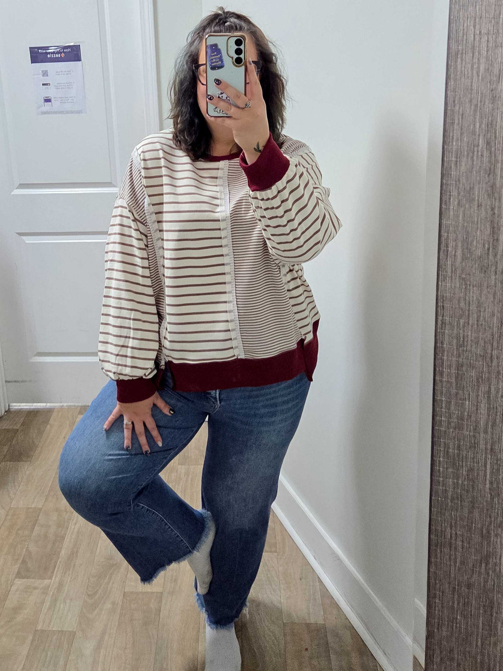 Mixed Stripe Oversized Sweatshirt