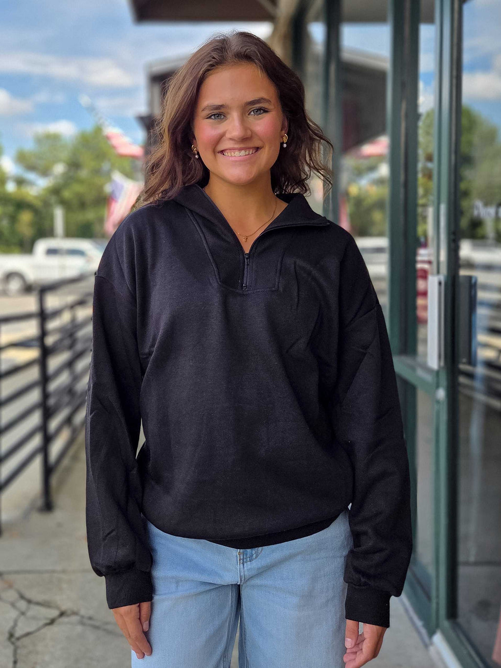 Zip Neck Lightweight Pullover Sweatshirt