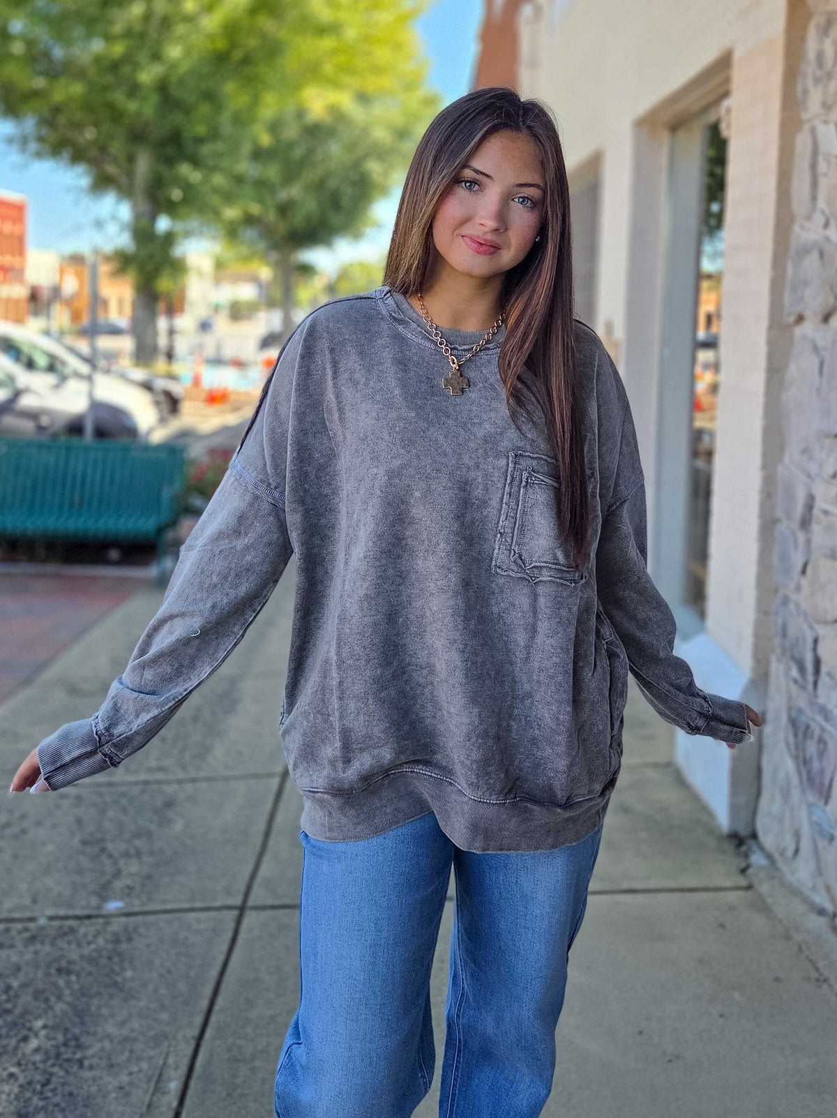 Halo Washed French Terry Oversized Sweatshirt