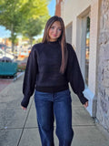 Mock Neck Exposed Seam Sweater