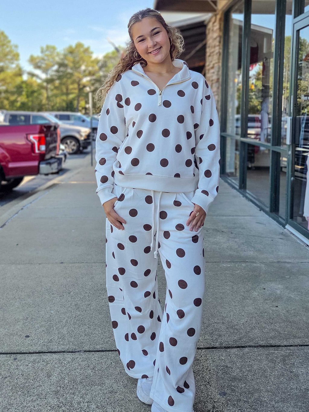 Polka Dot Quarter-Zip Pullover