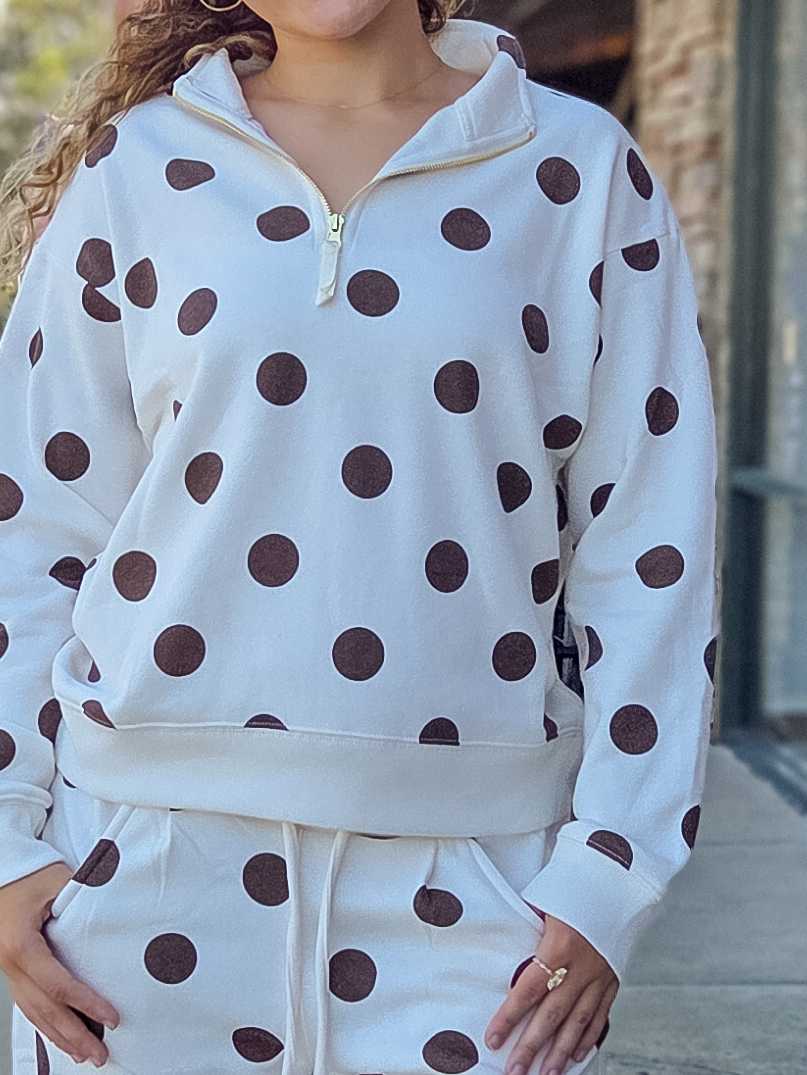 Polka Dot Quarter-Zip Pullover
