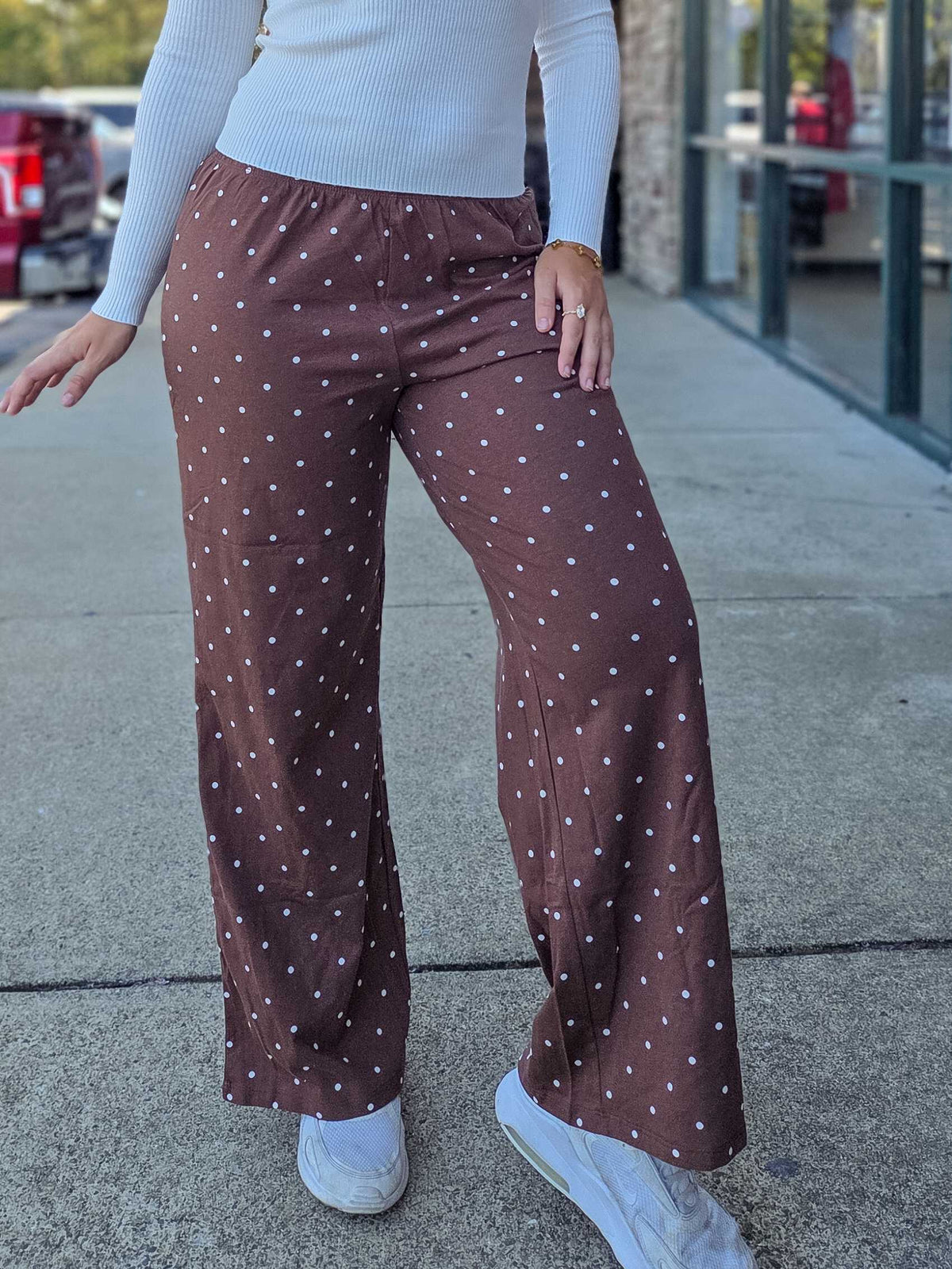 Polka Dot Straight Leg Pants