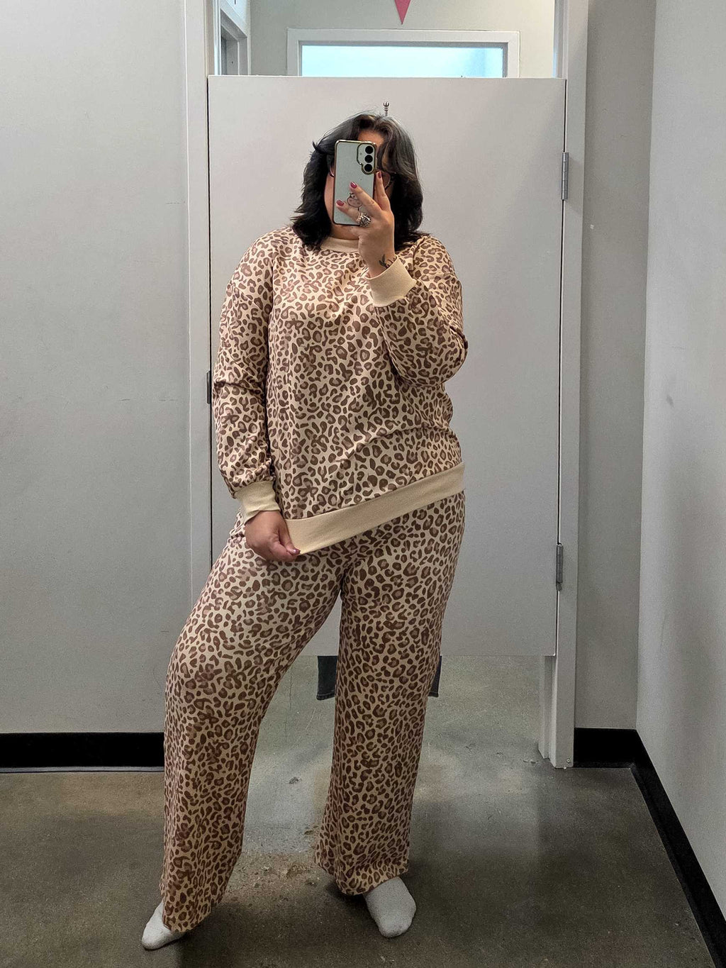 Leopard Print Relaxed Crewneck Sweatshirt