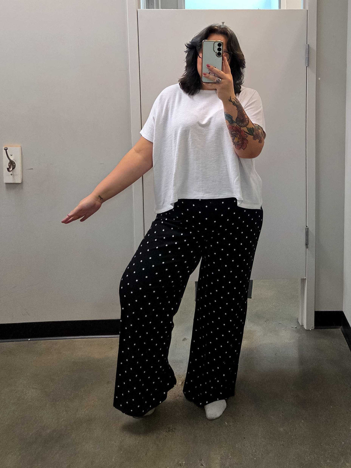 Polka Dot Straight Leg Pants