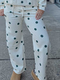 Polka Dot Wide Leg Lounge Pants – Hunter Green