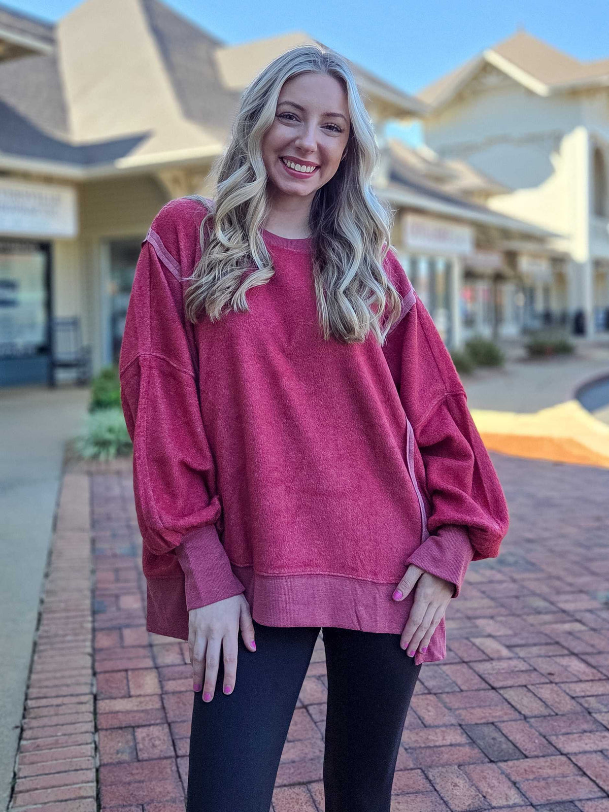 Oversized Raw Edge Crewneck Sweatshirt