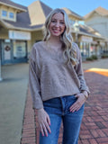 Lace Trim V-Neck Sweater