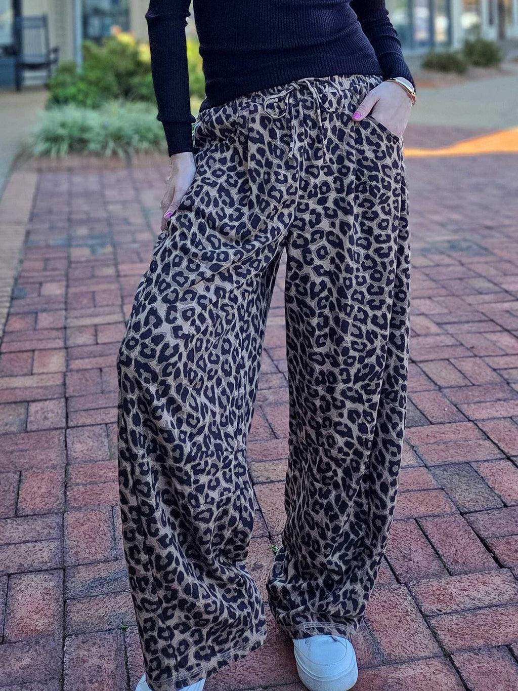 Leopard Print Wide Leg Lounge Pants