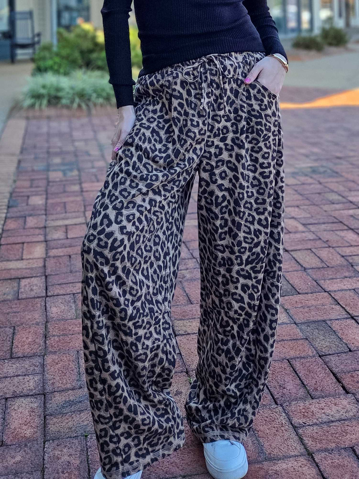 Leopard Print Wide Leg Lounge Pants