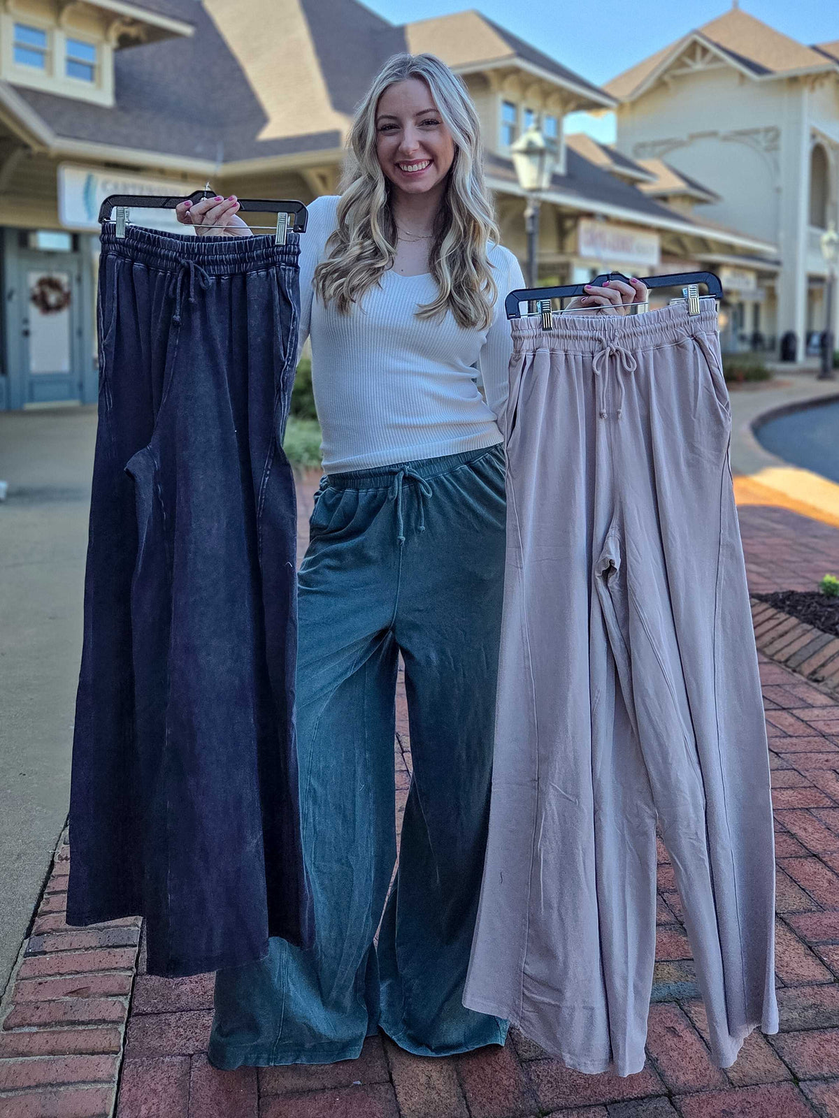 Mineral Washed Wide Leg Lounge Pants