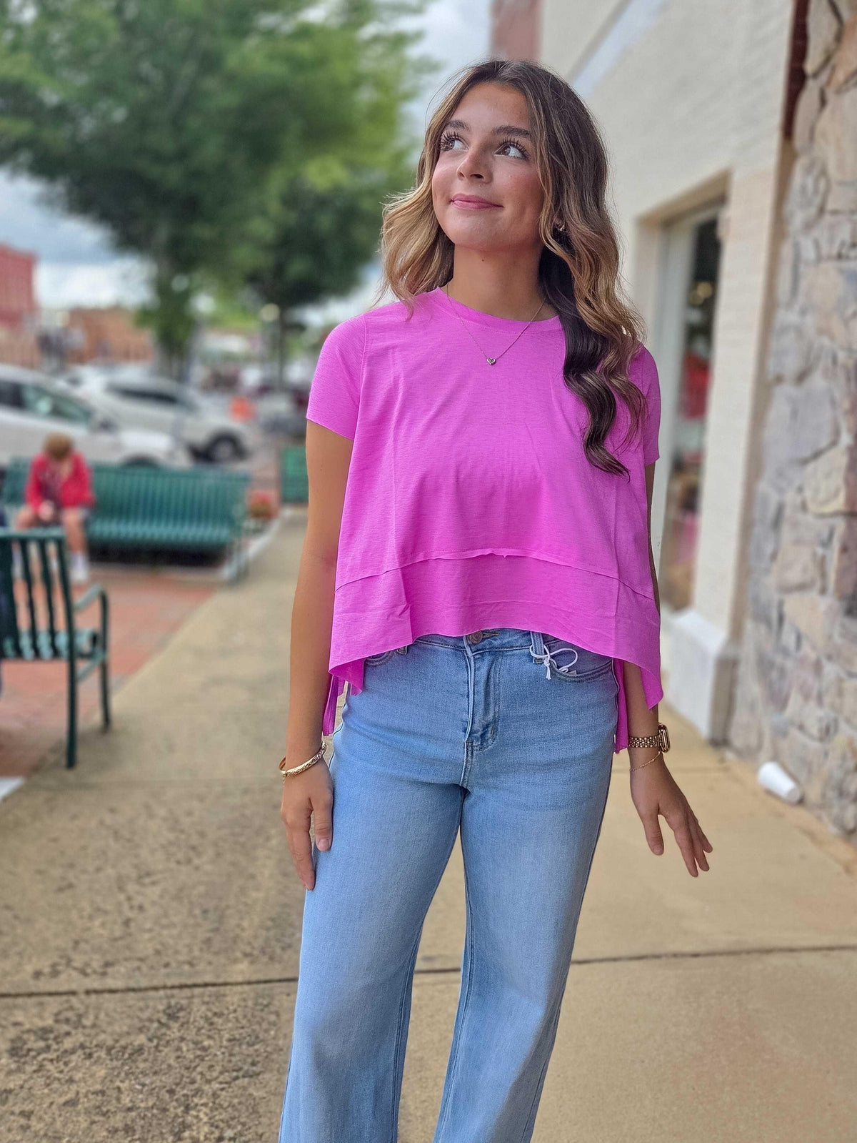 Zenana Shark Bite Side Slit Short Sleeve Top – Relaxed Basic Tee
