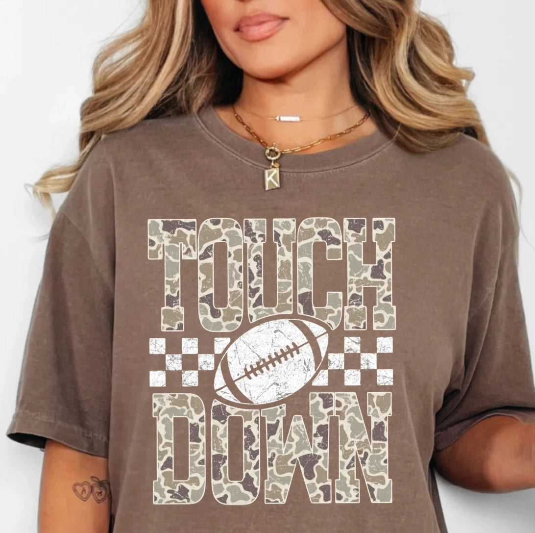 Camo Touchdown Comfort Colors Graphic Tee