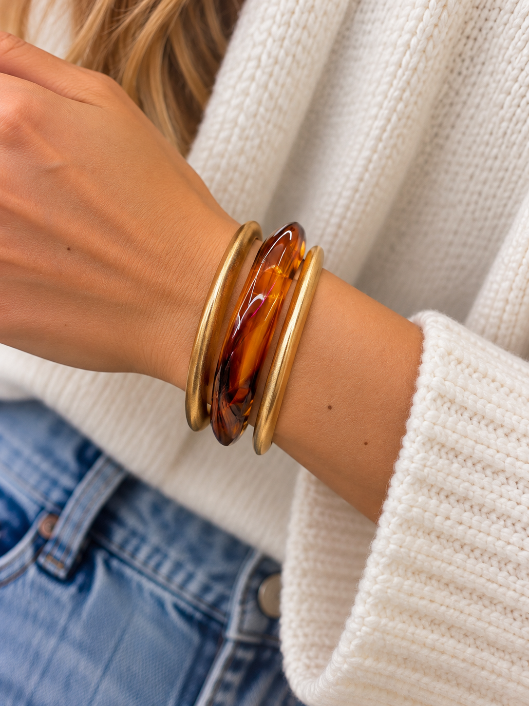 Tortoise & Gold Bangle Bracelet Stack