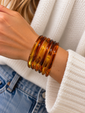 Amber Tortoise Resin Bangle Bracelet Stack