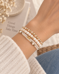 Pink & Gold Multi-Layer Beaded Bracelet Stack