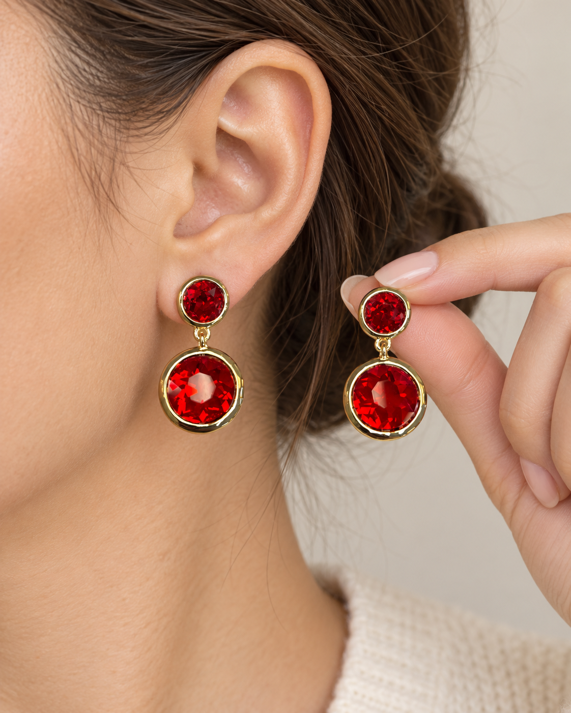 Faceted Gem Drop Earrings – Gold Statement Earrings