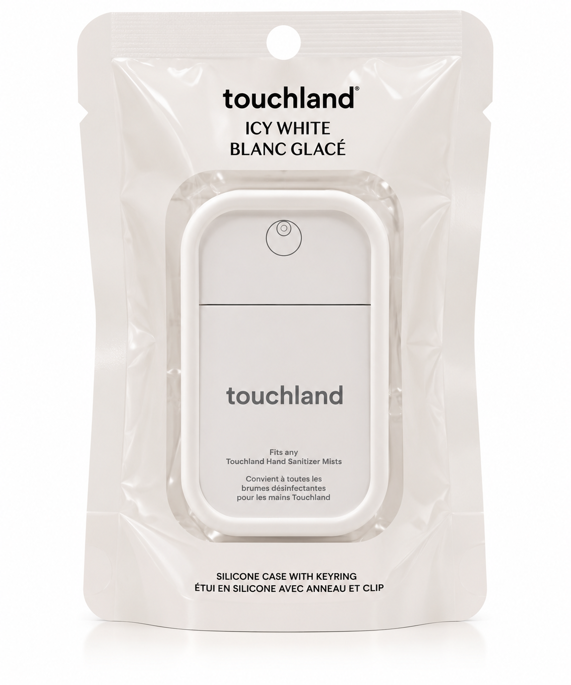 Touchland Silicone Hand Sanitizer Case with Keyring – Icy White