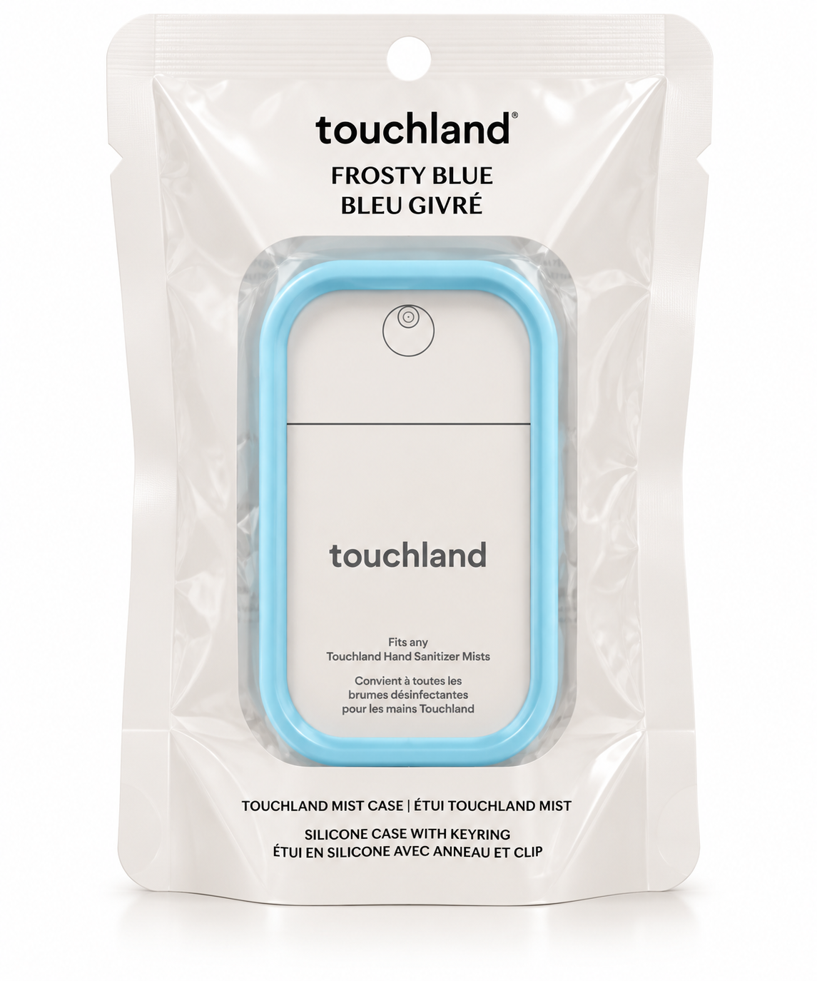 Touchland Hand Mist Silicone Case with Keyring – Frosty Blue