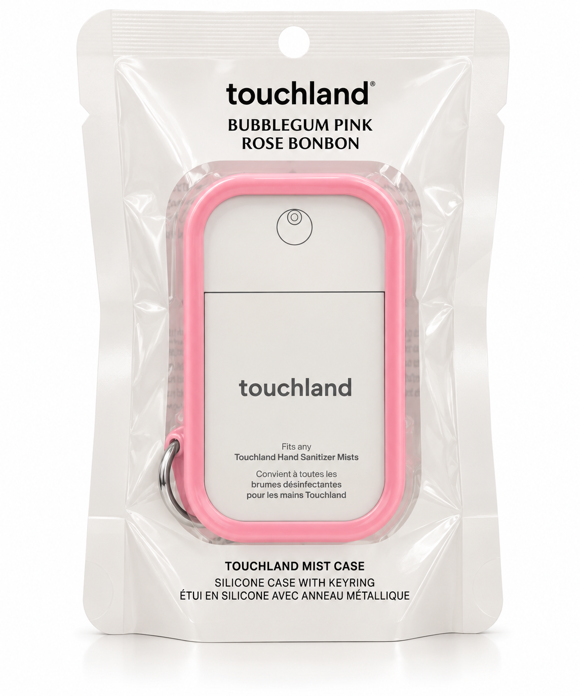 Touchland Hand Mist Silicone Case with Keyring – Bubblegum Pink