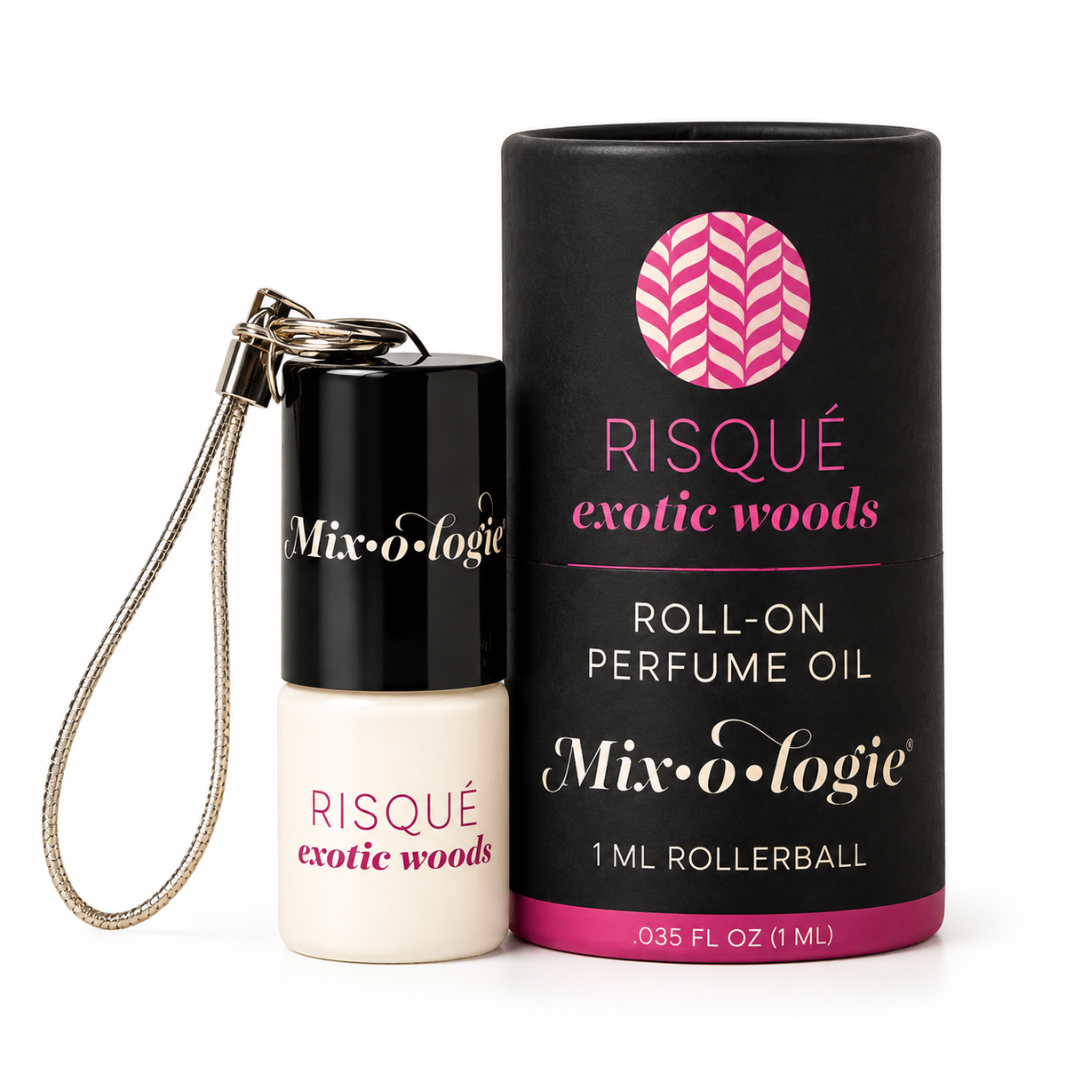 Risqué Exotic Woods Mini Roll-On Perfume Oil Keychain – 1 mL