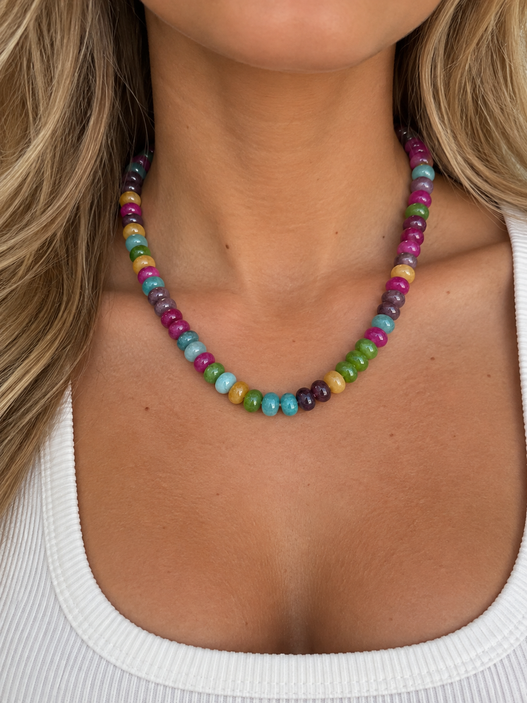 Semi Stone Multicolor Beaded Necklace