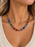 Multicolor Crystal Collet Statement Necklace