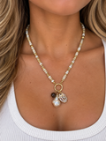 Ivory Beaded Pearl & Gold Charm Necklace
