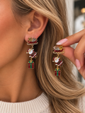 Christmas Santa Sleigh & Present Dangle Earrings