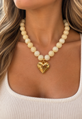 Glossy Gold Heart Bead Necklace 🤍✨