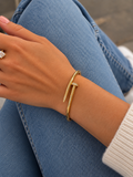 Gold Rhinestone Nail Cuff Bracelet