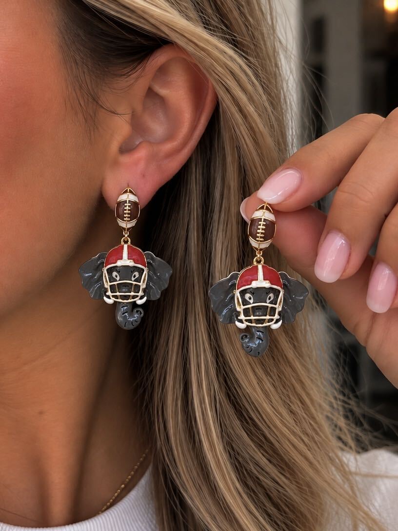 Elephant Football Game Day Earrings