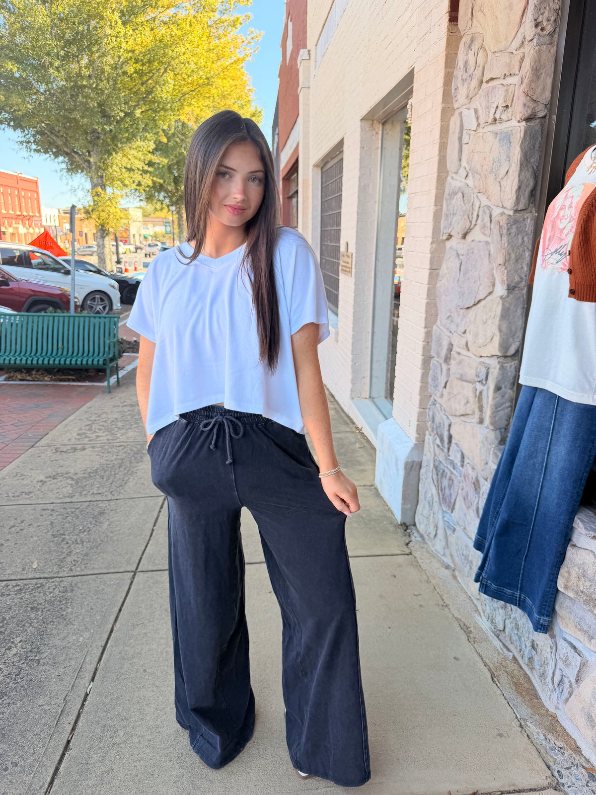 Mineral Washed Wide Leg Lounge Pants