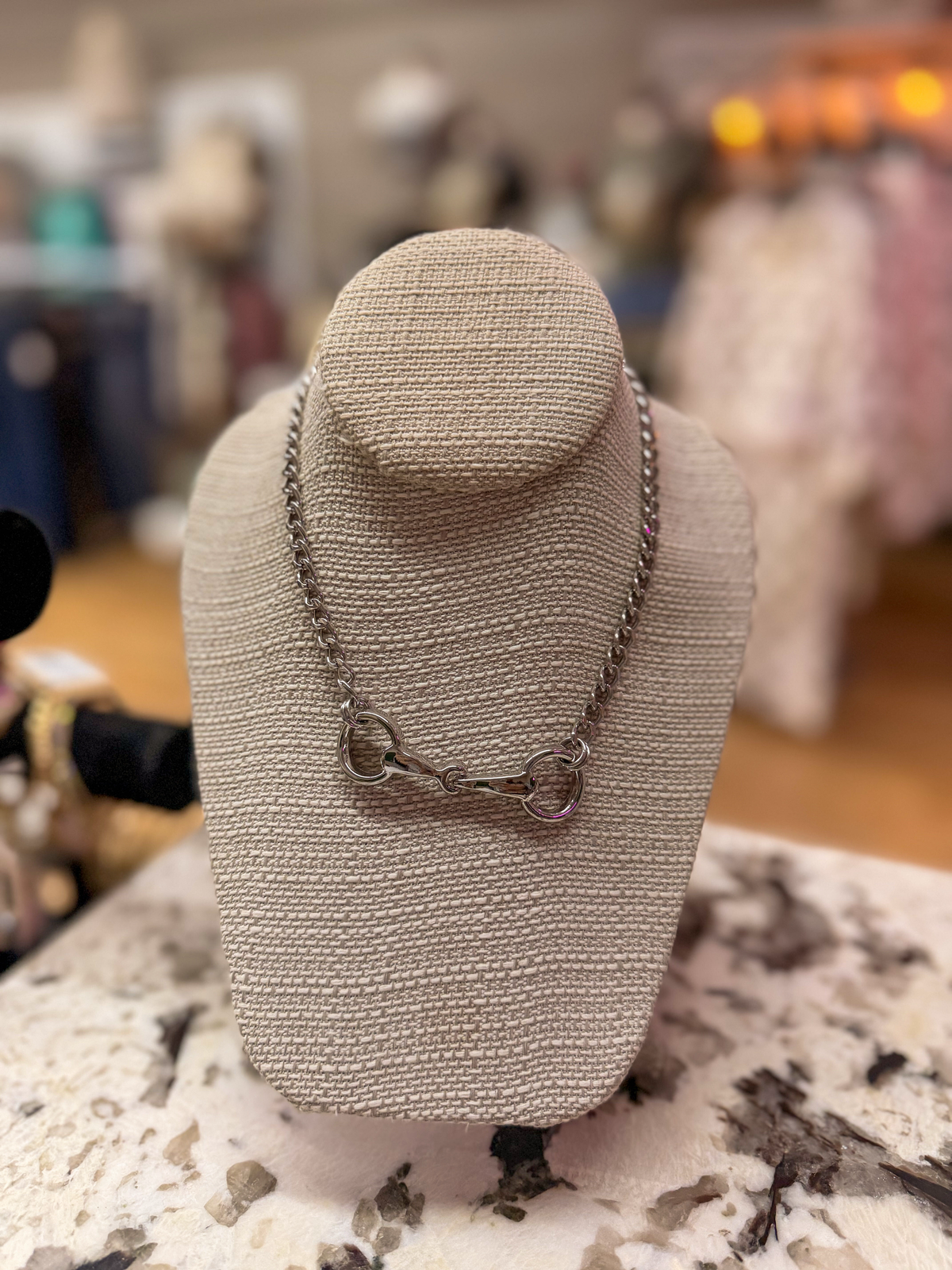 Silver Horsebit Link Chain Necklace